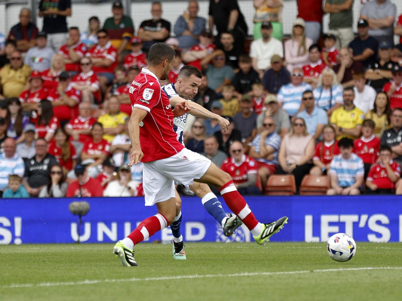 Jed Wallace shooting and scoring against Wrexham 