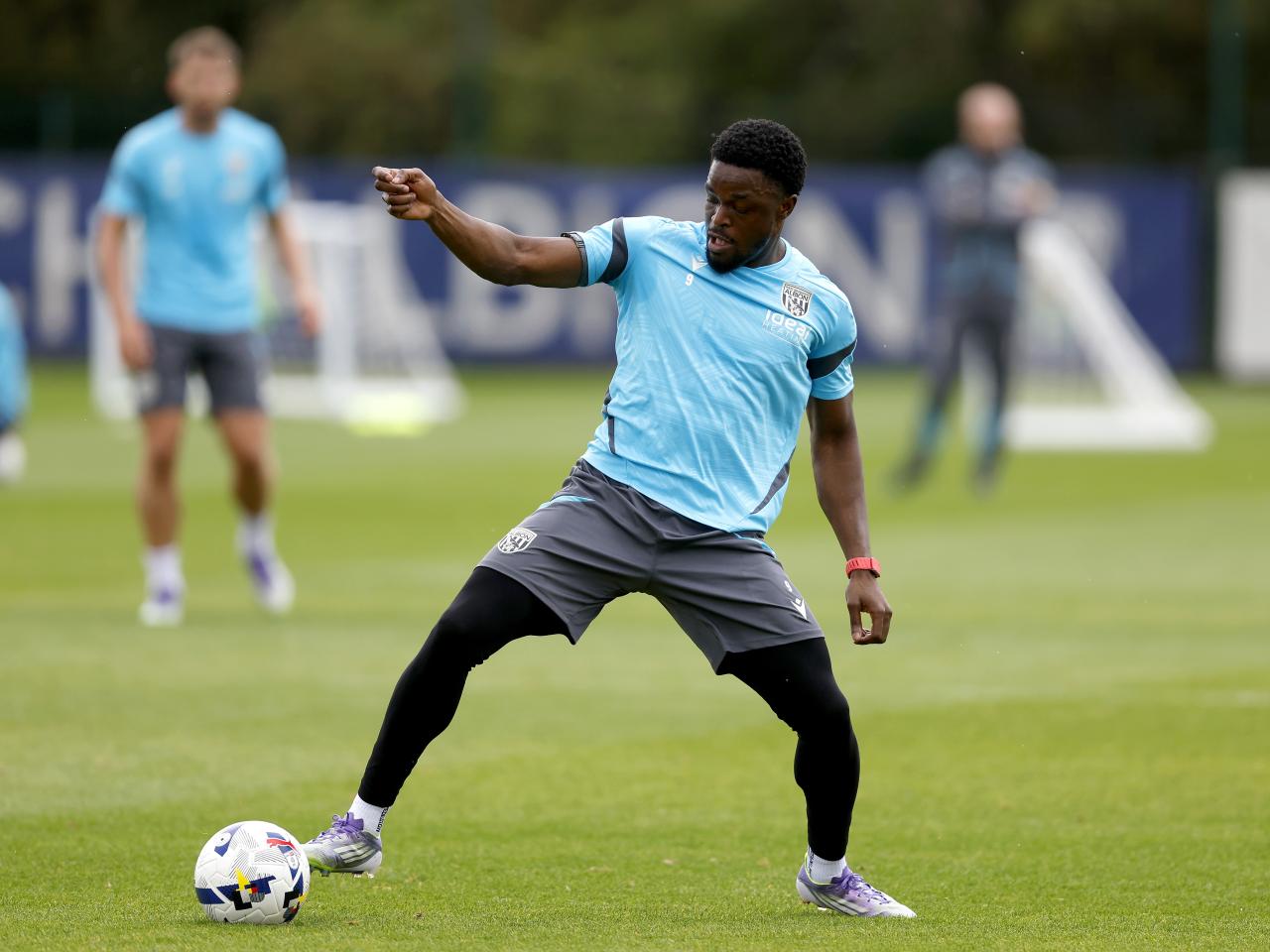 Josh Maja on the ball in training 