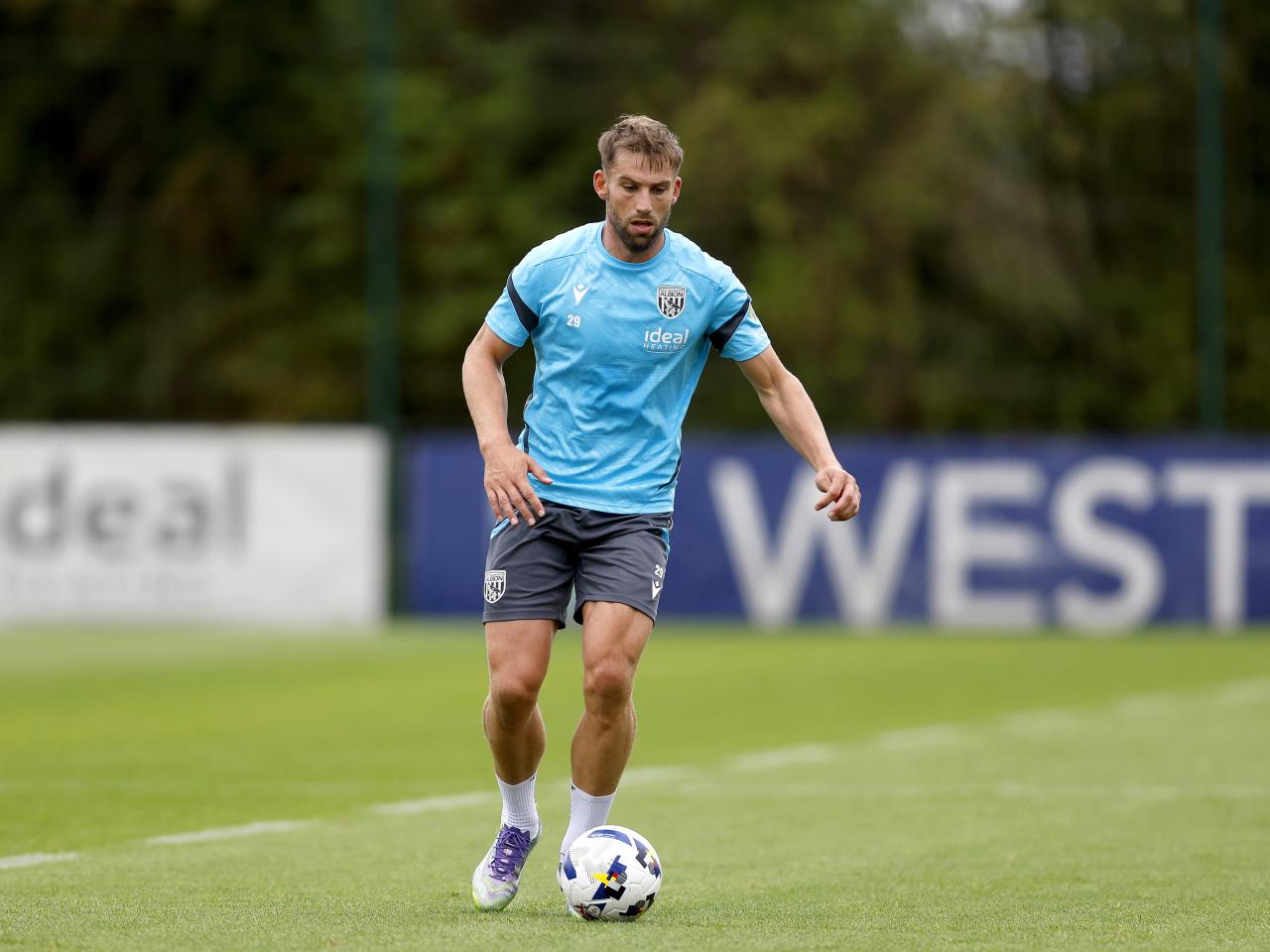 Charlie Taylor on the ball during training 