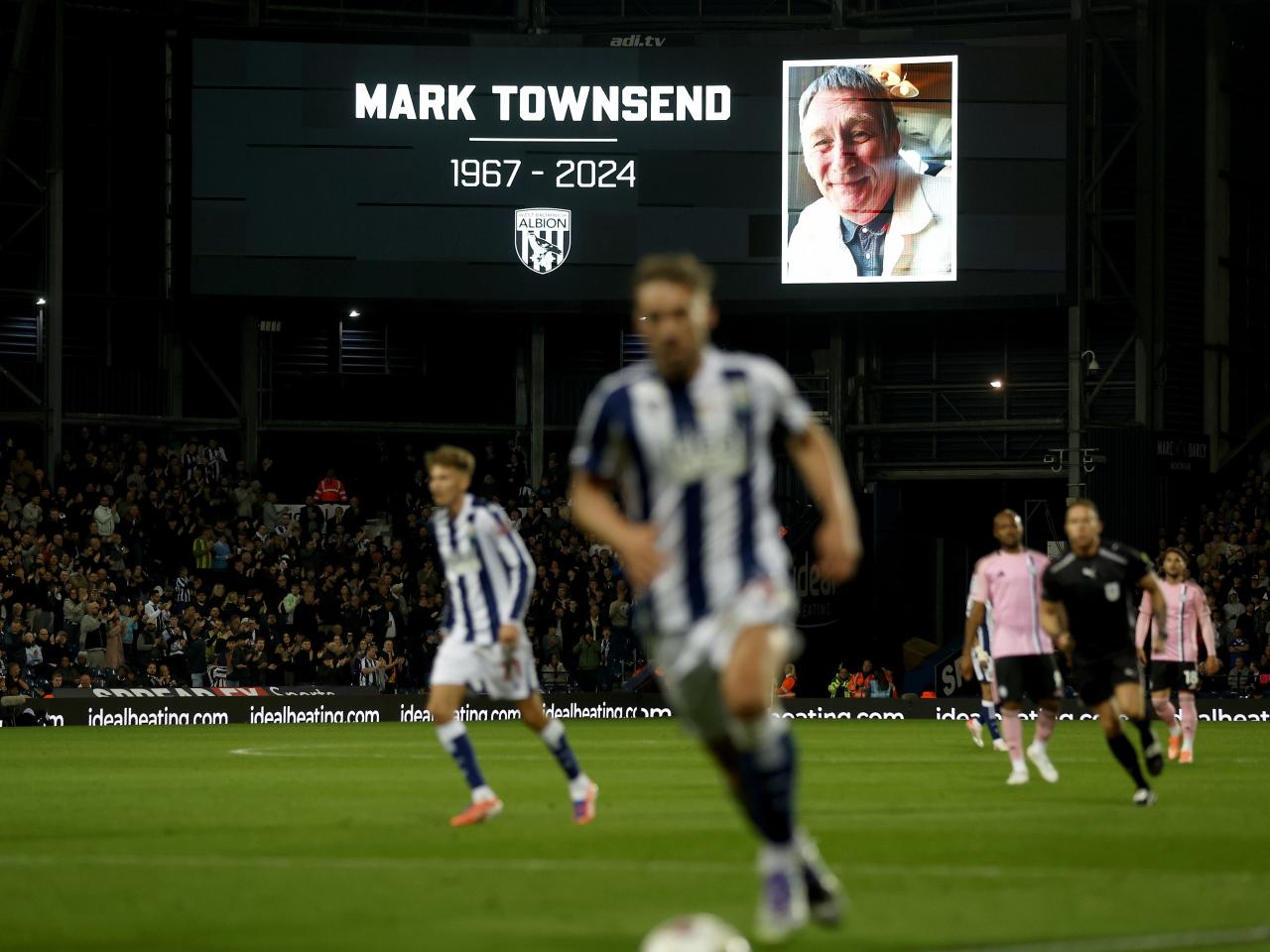 Mark Townsend name and picture up on the big screen at The Hawthorns 