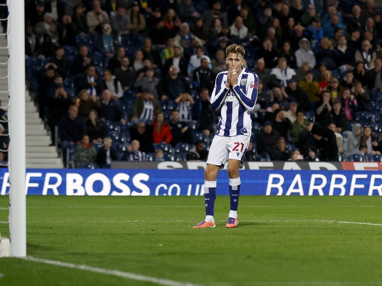 Isaac Price looking frustrated after missing a chance 