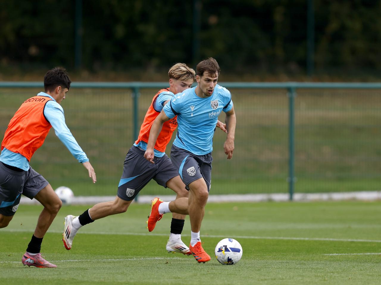 Jayson Molumby on the ball during training 