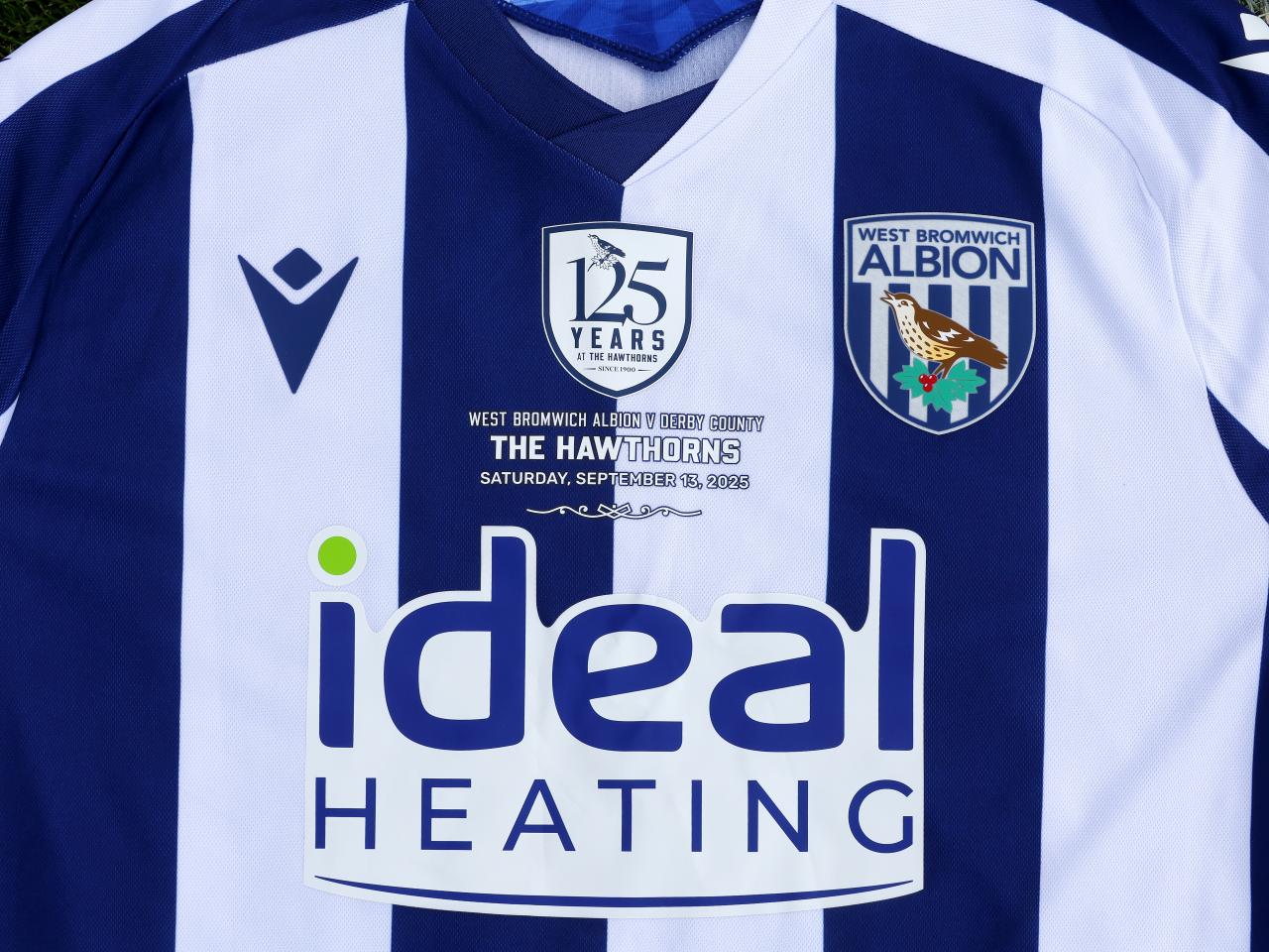 A shirt for The Hawthorns' 125th-anniversary fixture between Albion and Derby County.