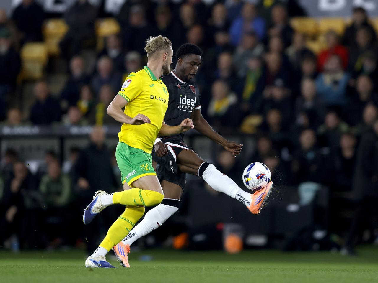 Josh Maja in action against Norwich City