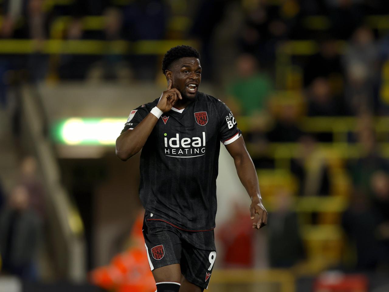 Josh Maja celebrates scoring against Norwich City