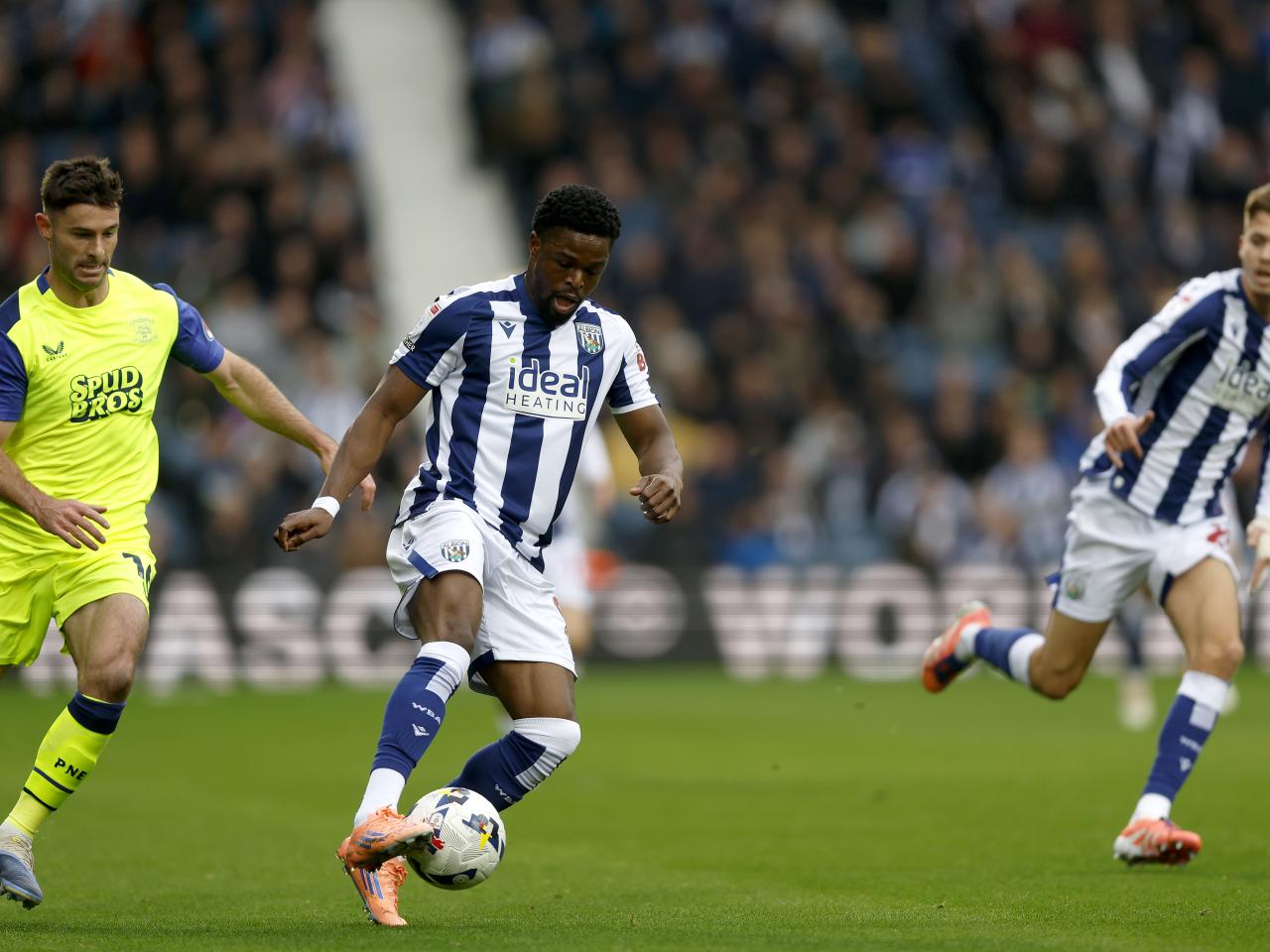 Josh Maja on the ball against Preston 