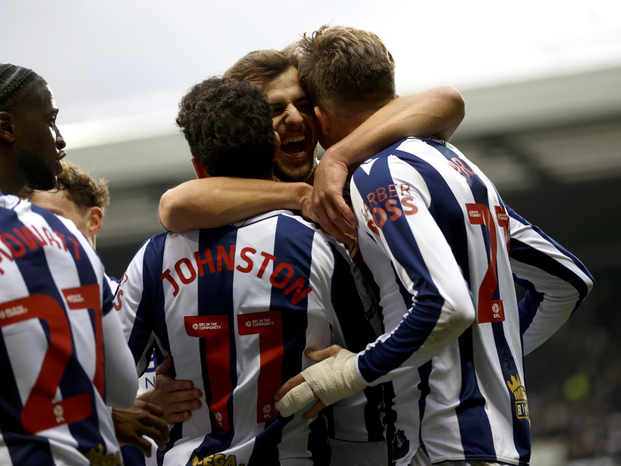 Isaac Price celebrates scoring against PNE with team-mates