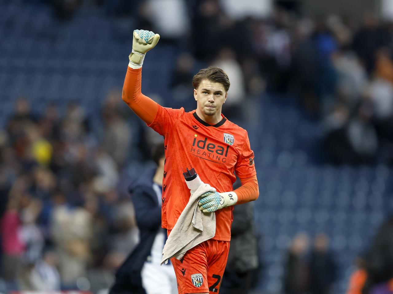 Josh Griffiths punches the air after beating PNE 
