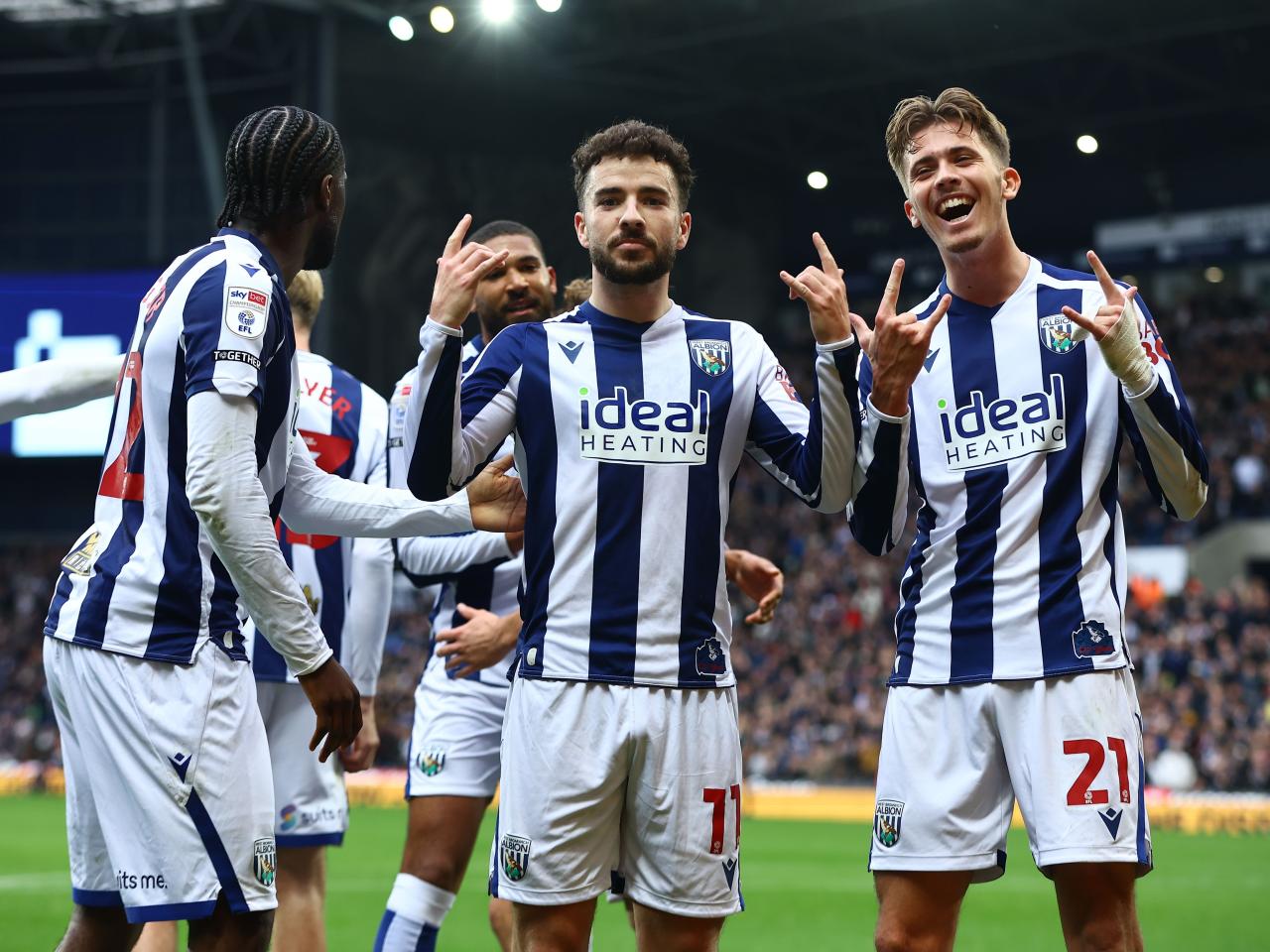 Mikey Johnston celebrates scoring against PNE with team-mates