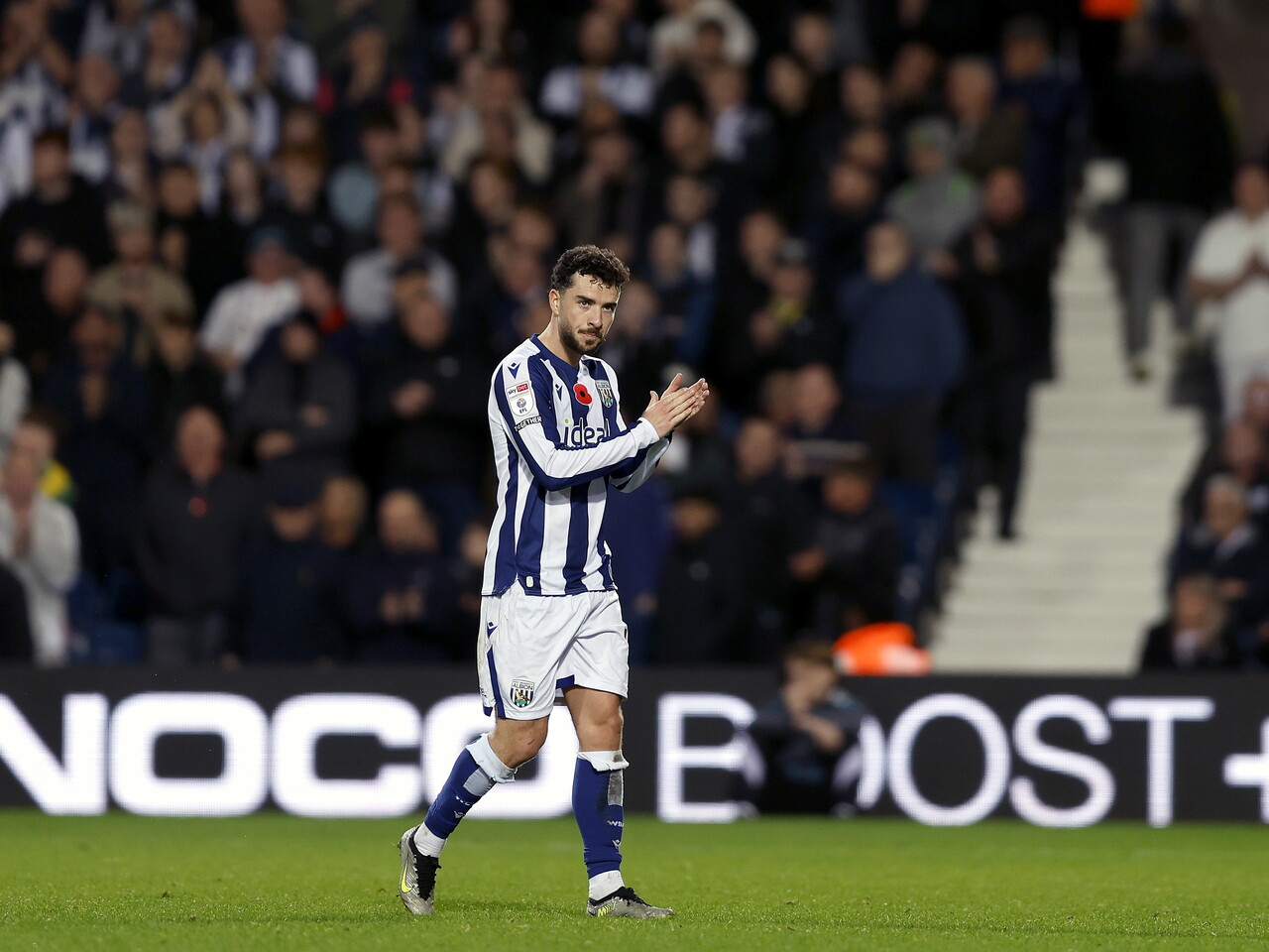 Mikey Johnston clapping WBA fans after the Oxford game