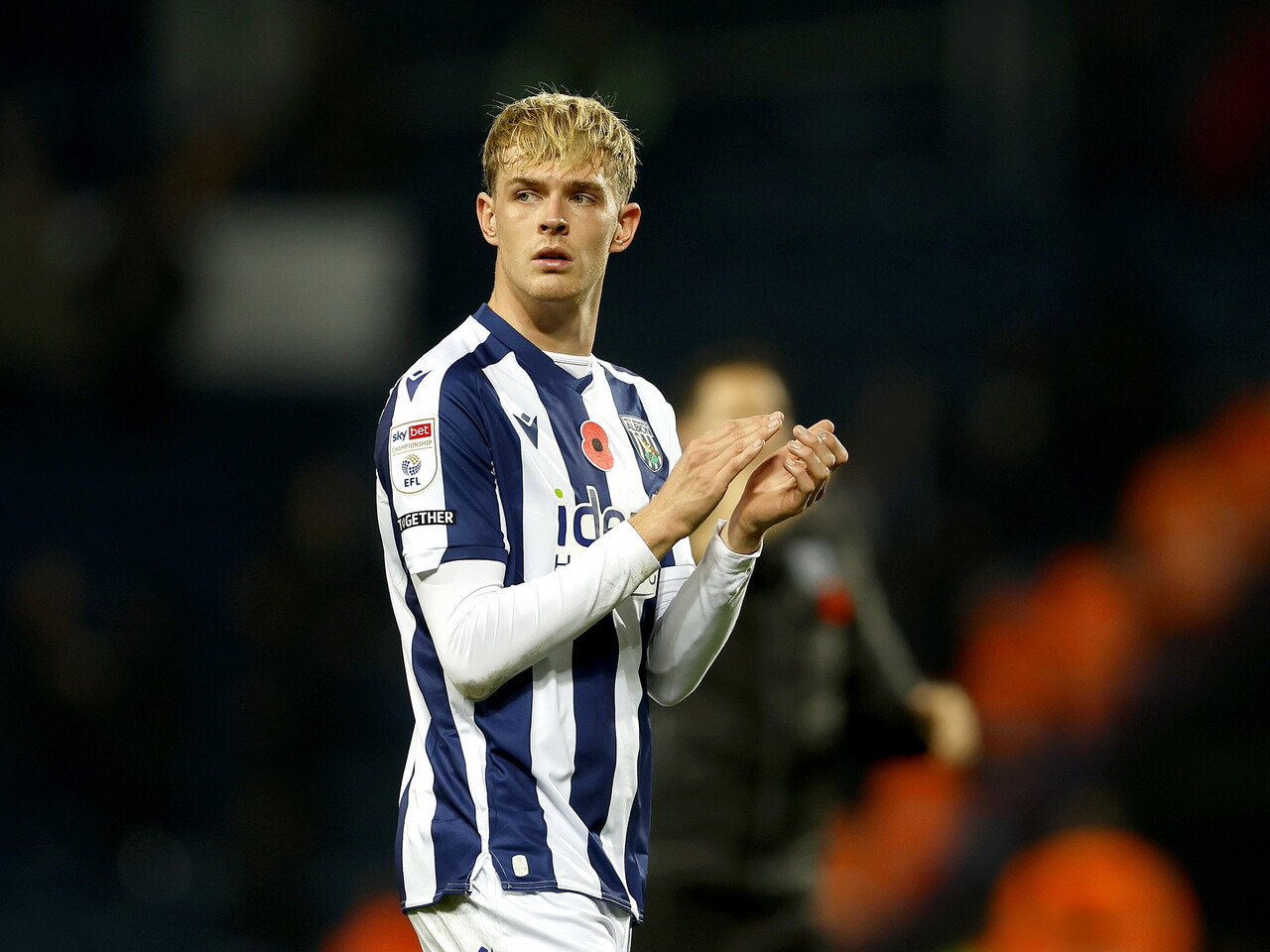 Toby Collyer clapping WBA fans after the Oxford game