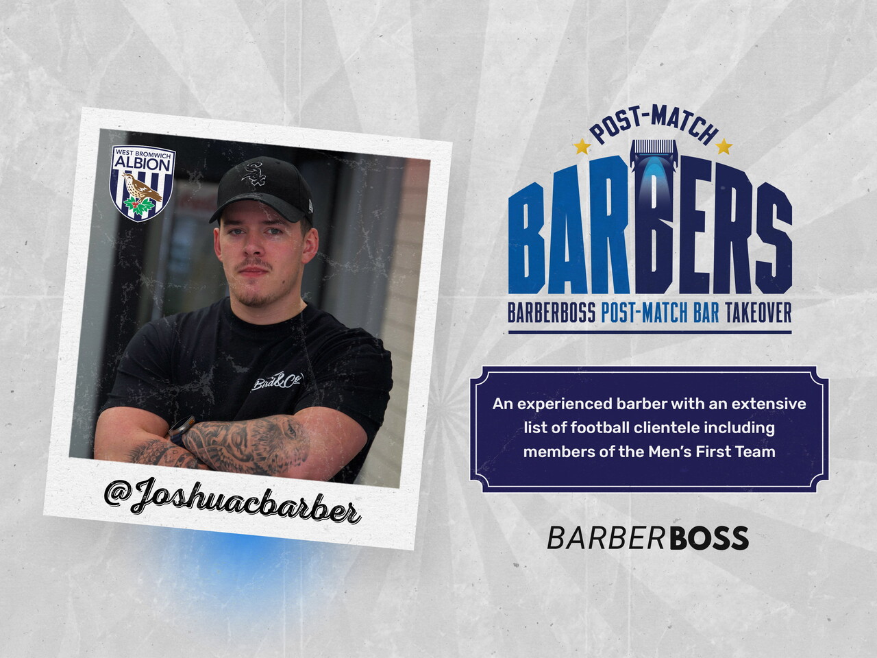 Josh Collins, an experienced barber with an extensive list of football clientele including members of the Men’s First Team.