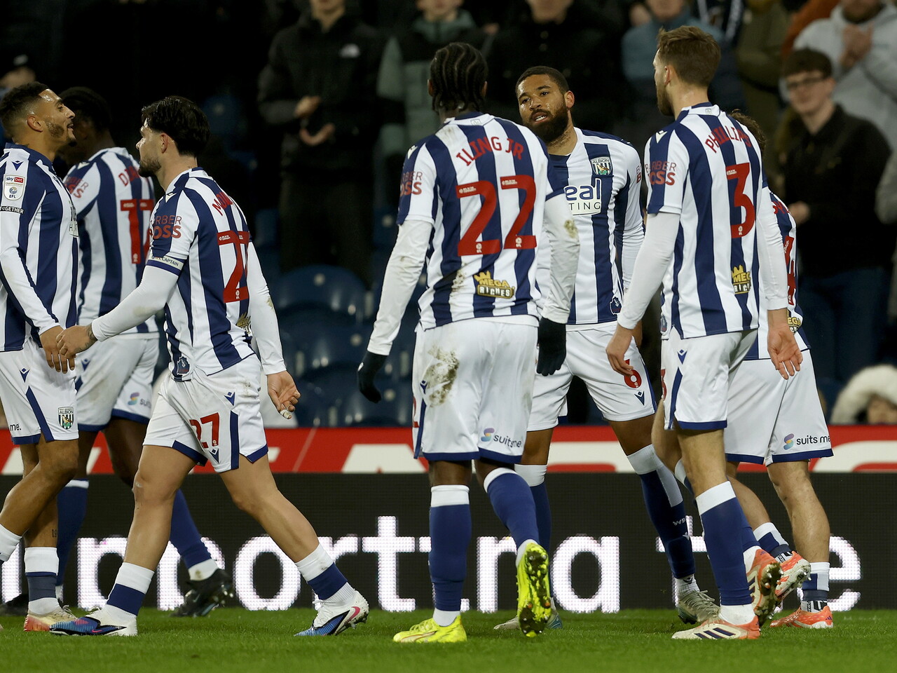 George Campbell celebrates scoring against QPR with team-mates