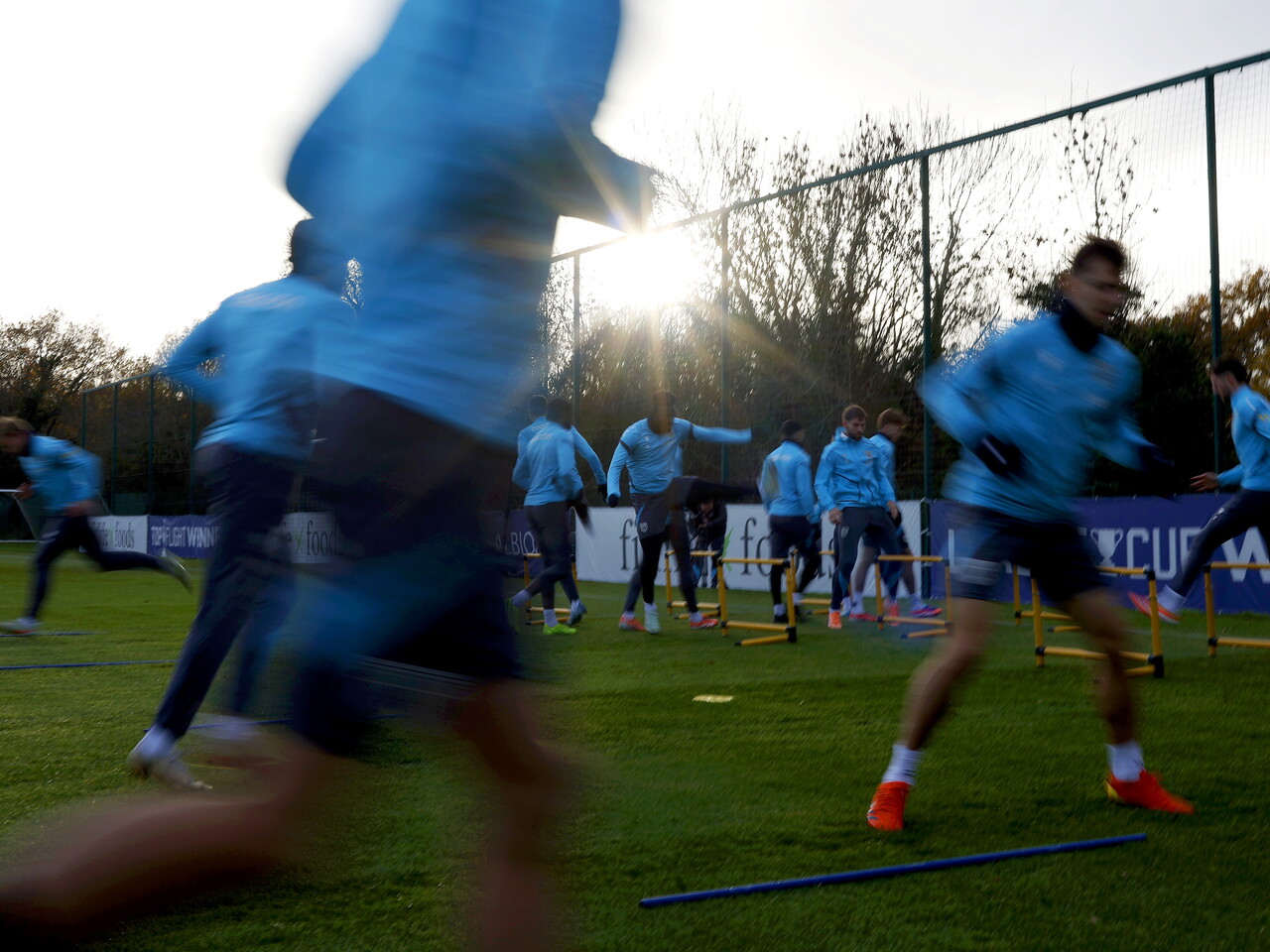 Several players warming up before a training session