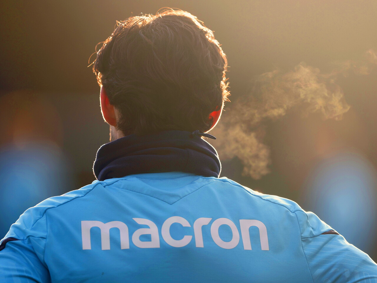 The back of Alex Mowatt's head with Macron branding on show on the back of his training top