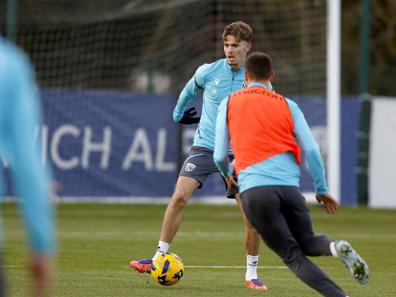 Isaac Price on the ball during a training session