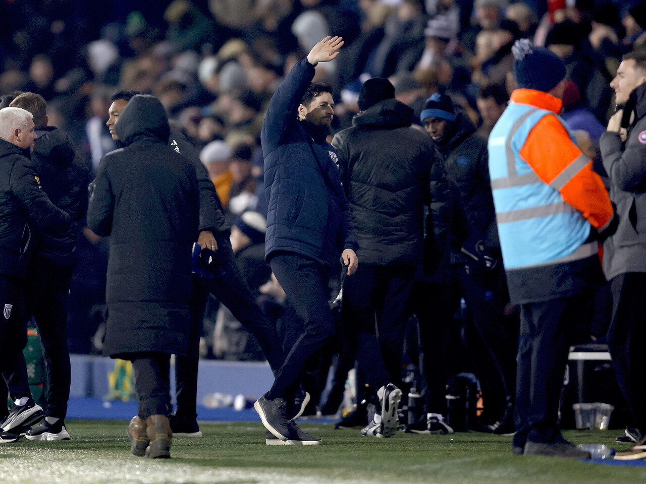 Ryan Mason waving to WBA fans after beating QPR 