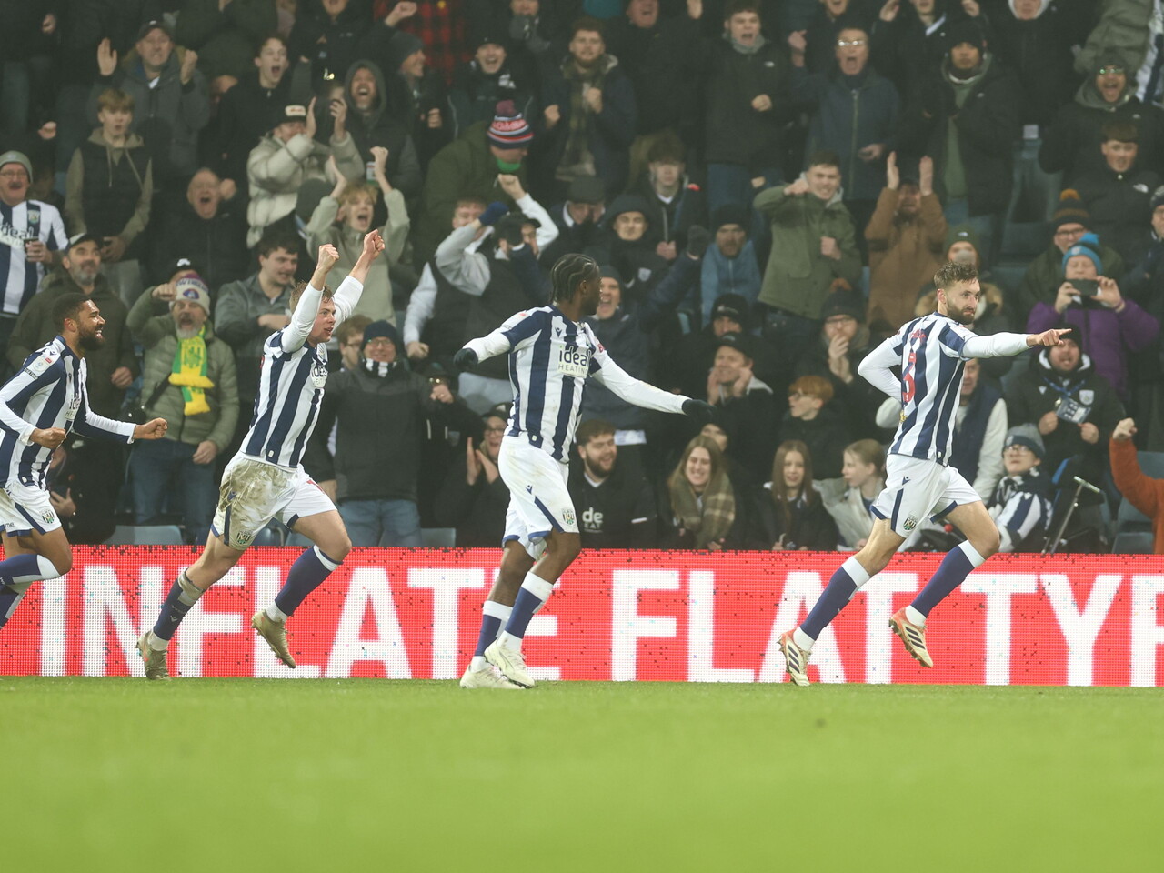 Nat Phillips celebrates scoring against QPR with team-mates