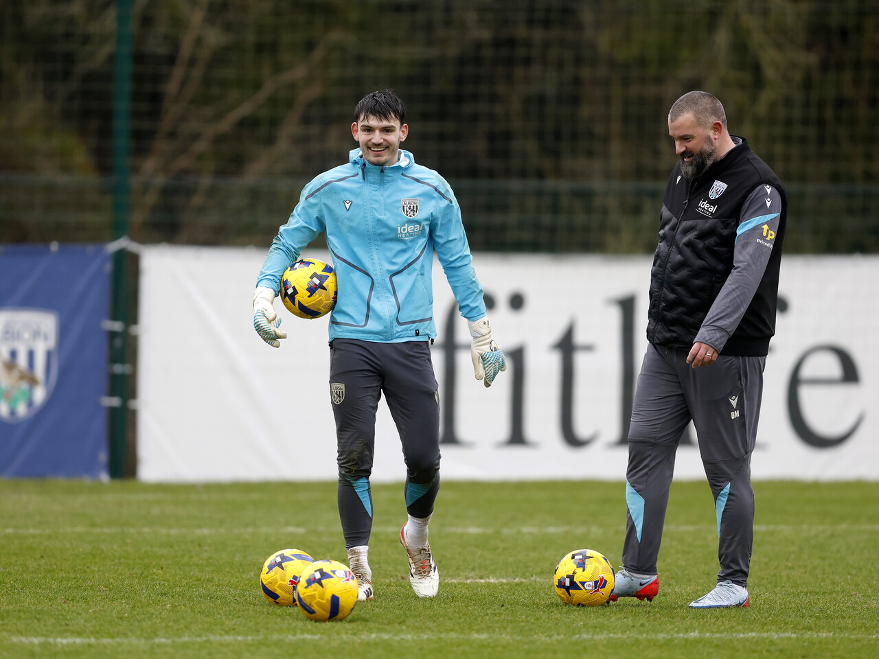 Max O'Leary and Boaz Myhill talking in training