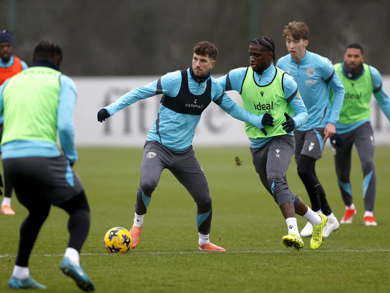 Chris Mepham on the ball during a training session