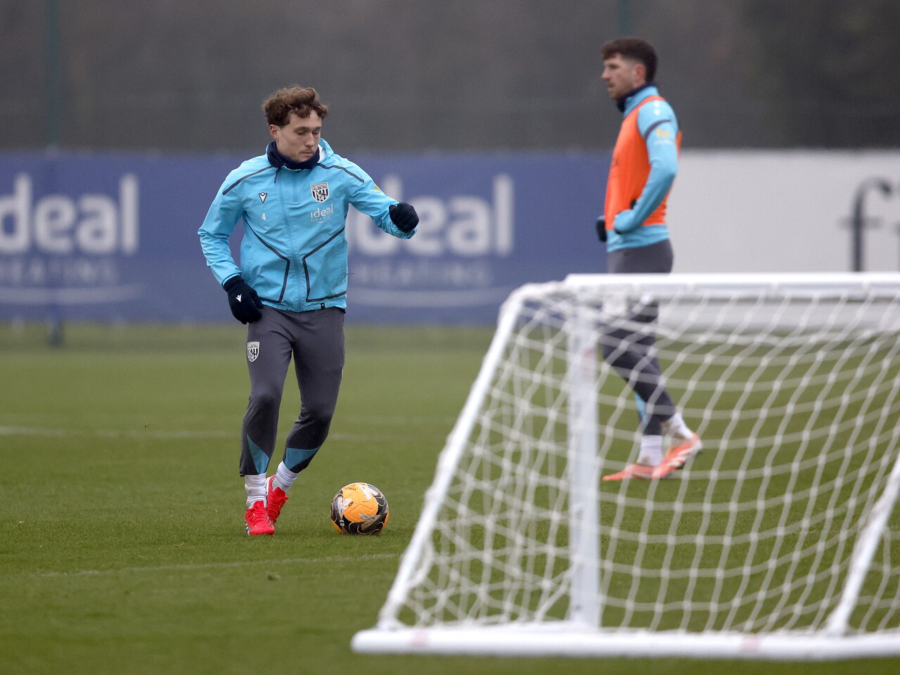 Callum Styles on the ball during a training session