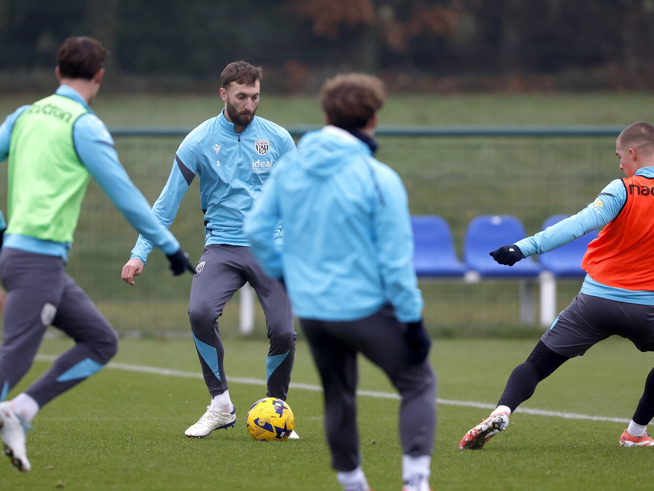 Nat Phillips on the ball during training 