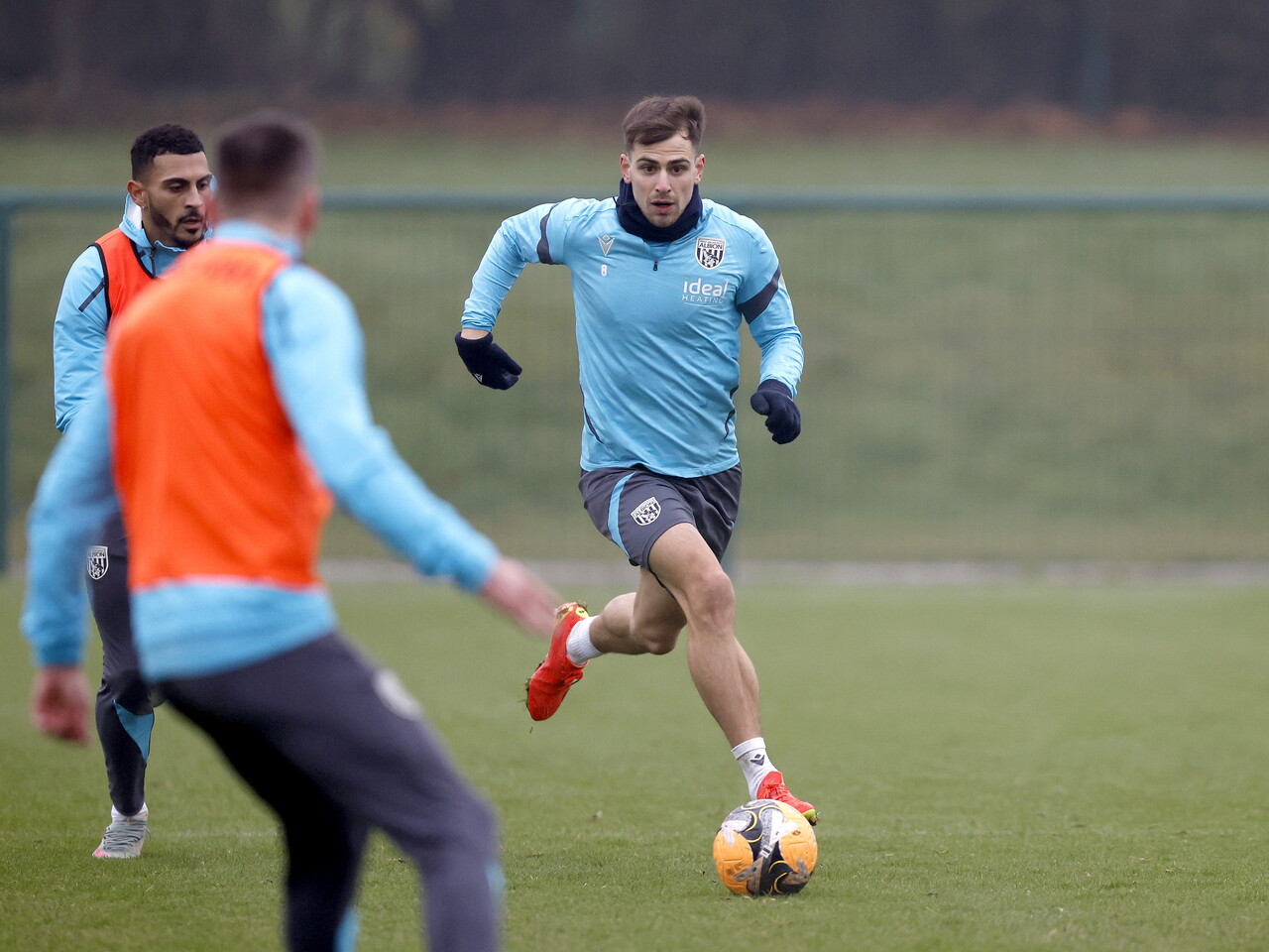 Jayson Molumby on the ball during a training session