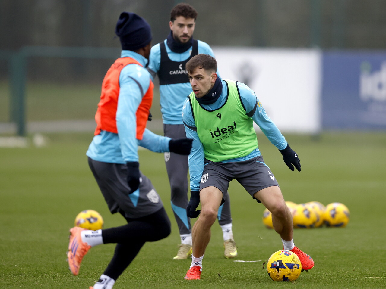 Jayson Molumby on the ball during a training session