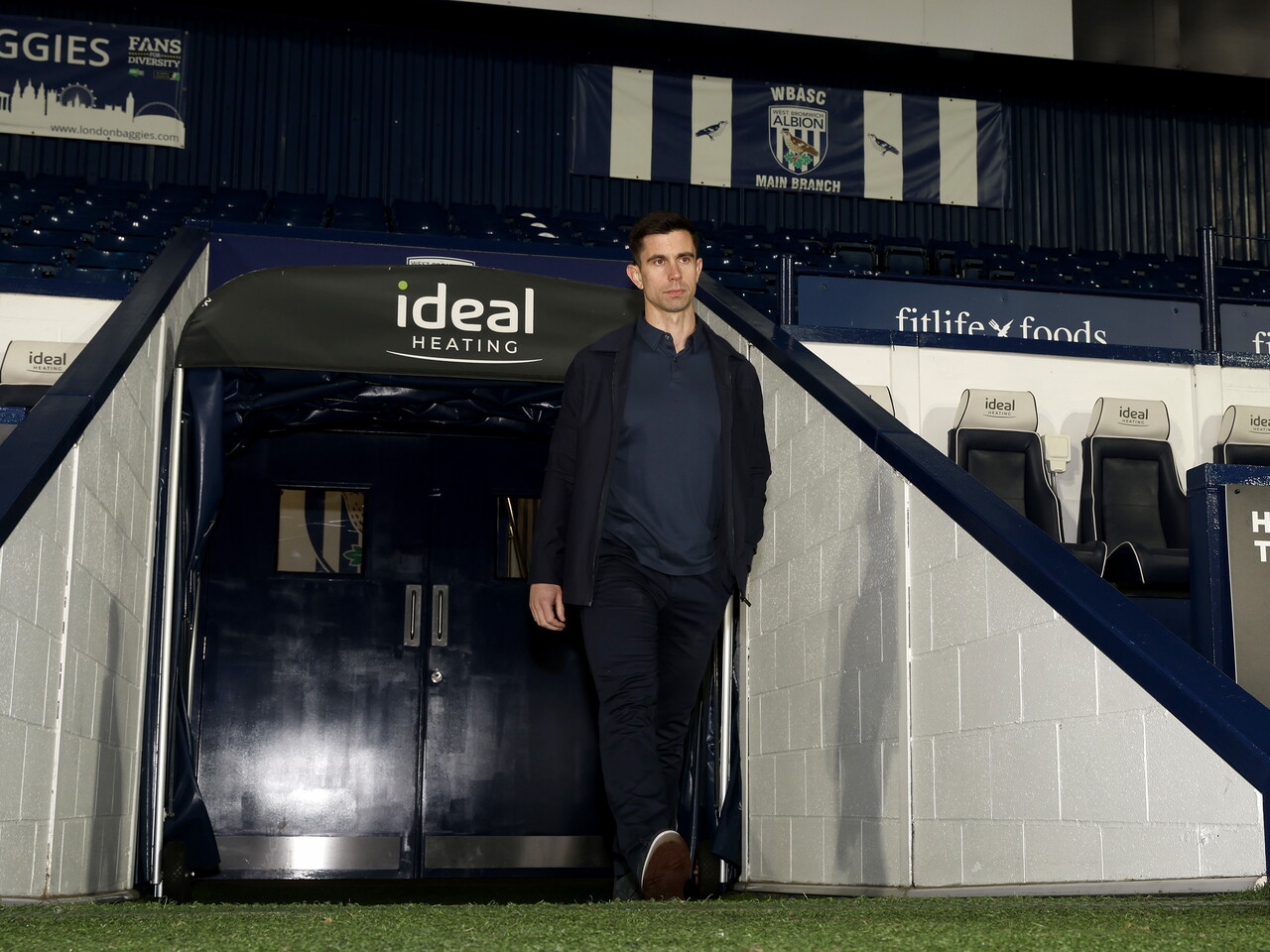 Eric Ramsay walking out of the tunnel at The Hawthorns
