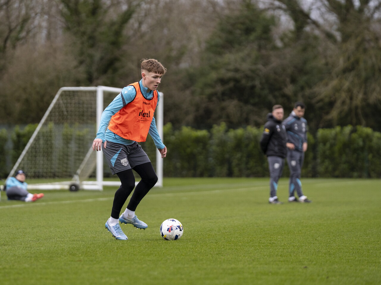Ollie Bostock on the ball during a training session