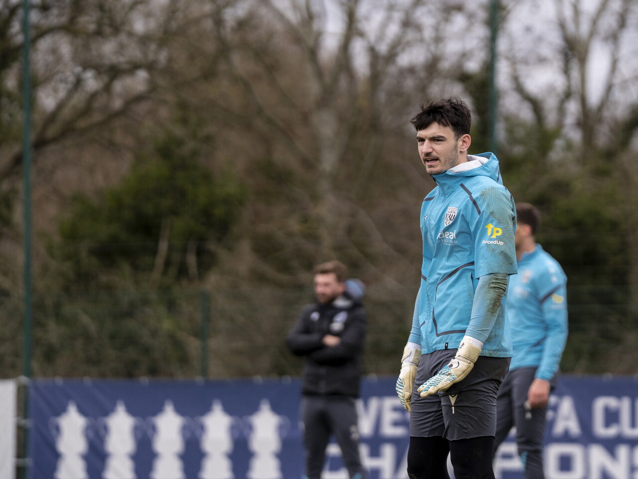 Max O'Leary looking towards the action during a training session