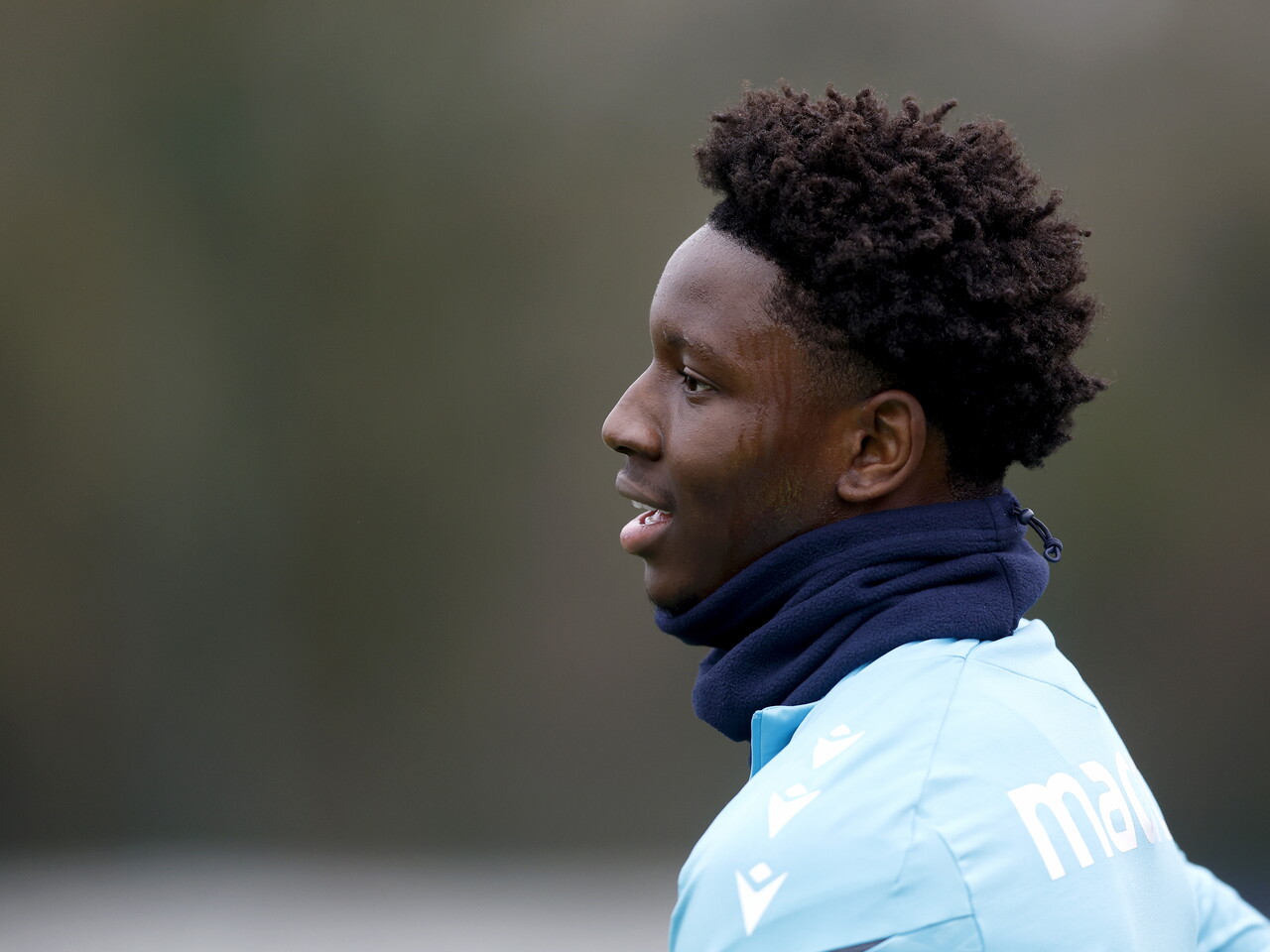 Jamaldeen Jimoh-Aloba smiling during a training session 
