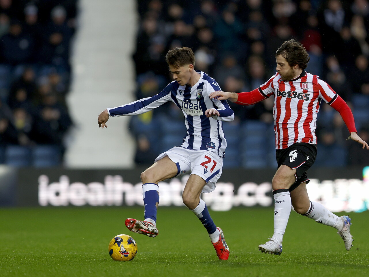 Isaac Price on the ball against Stoke