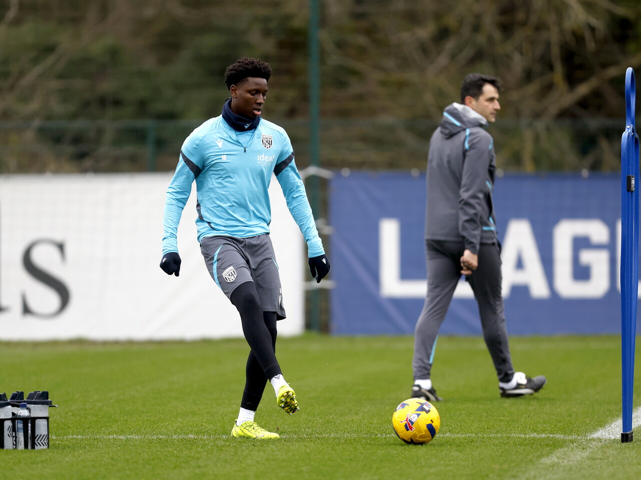 Jamaldeen Jimoh-Aloba on the ball during a training session