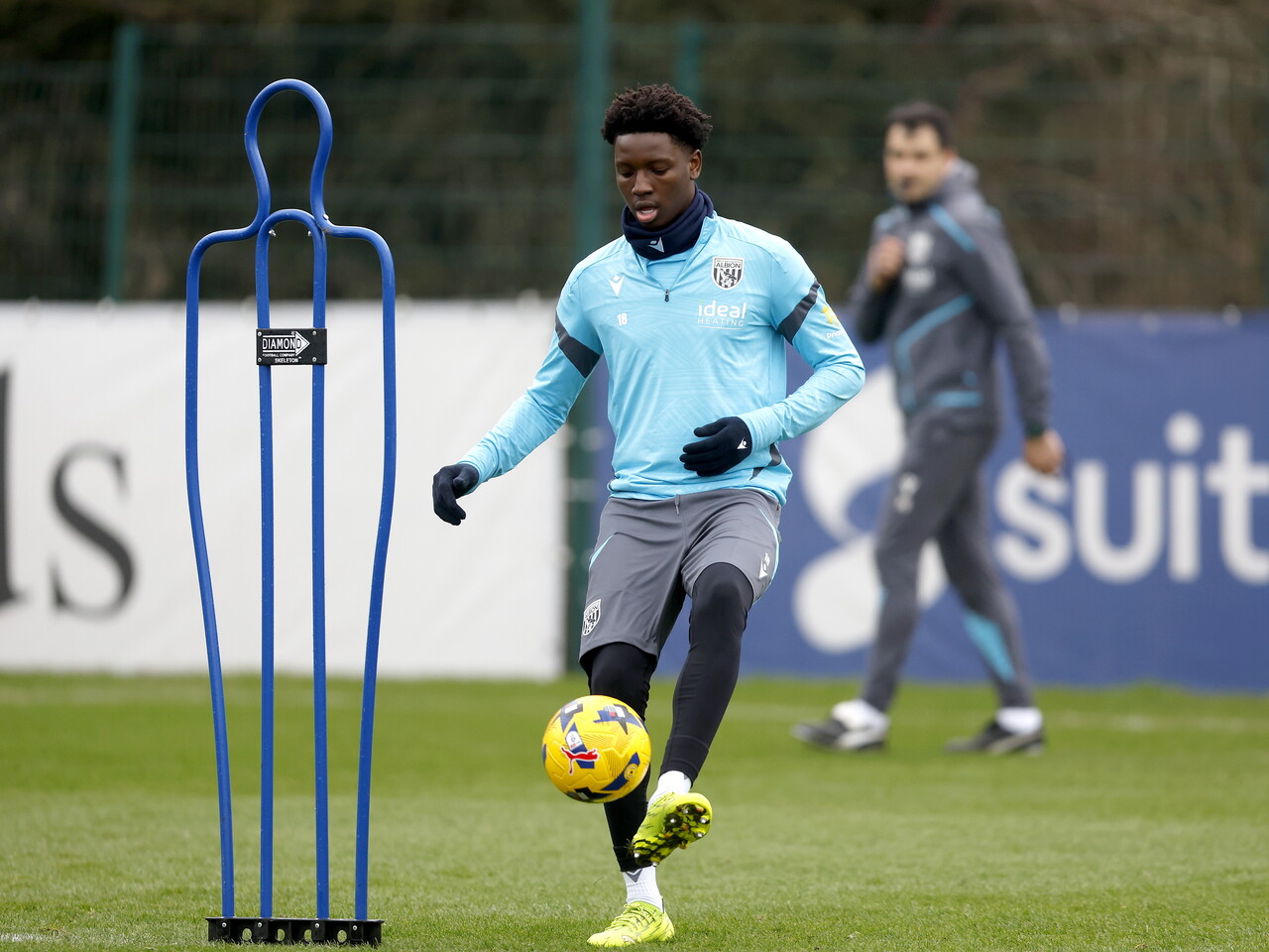 Jamaldeen Jimoh-Aloba on the ball during a training session