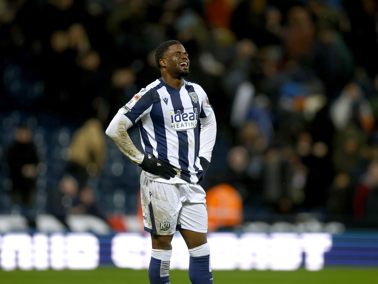 Josh Maja with his hands on his hips against Stoke