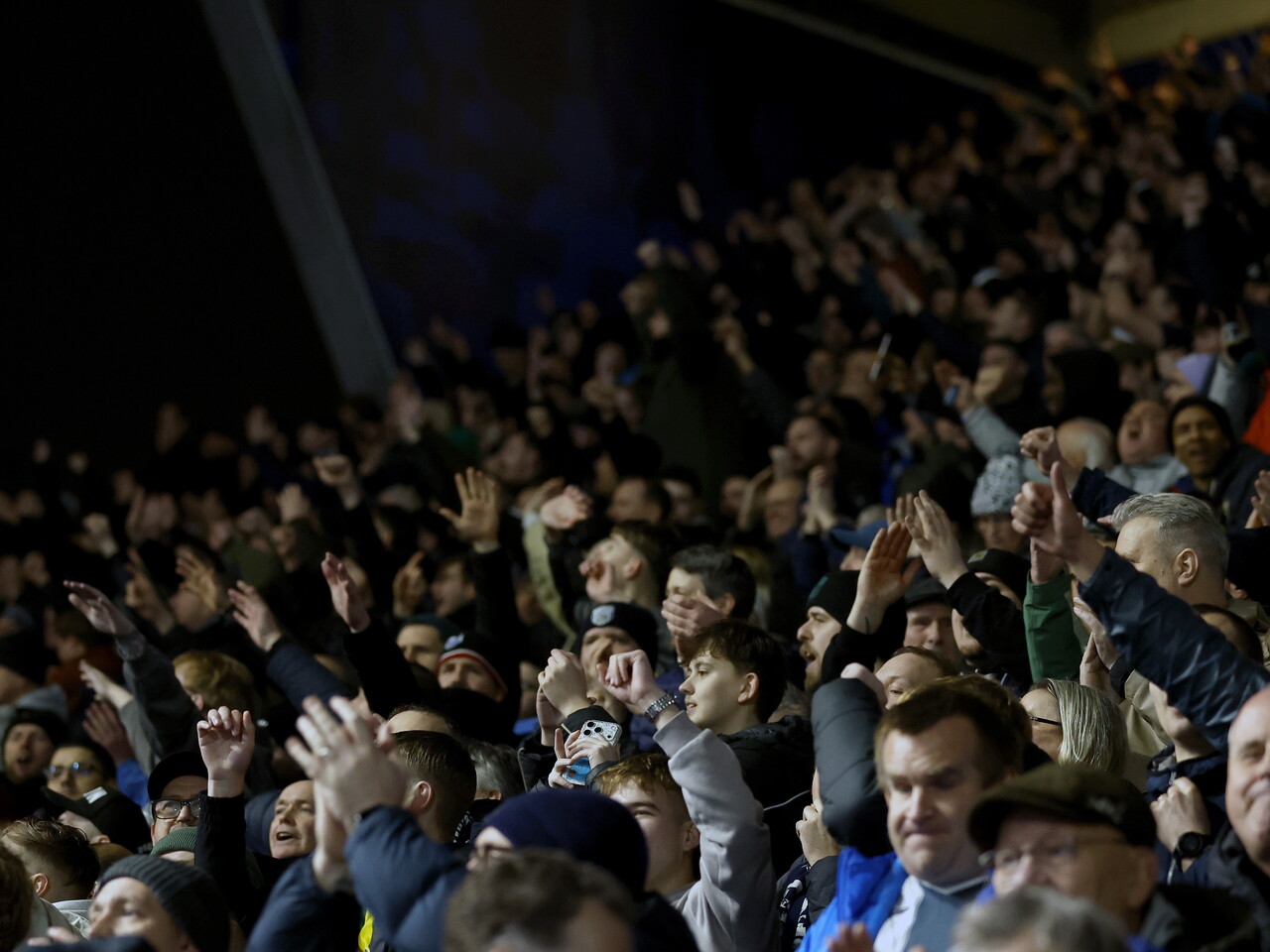 Albion fans in the away end at Birmingham City