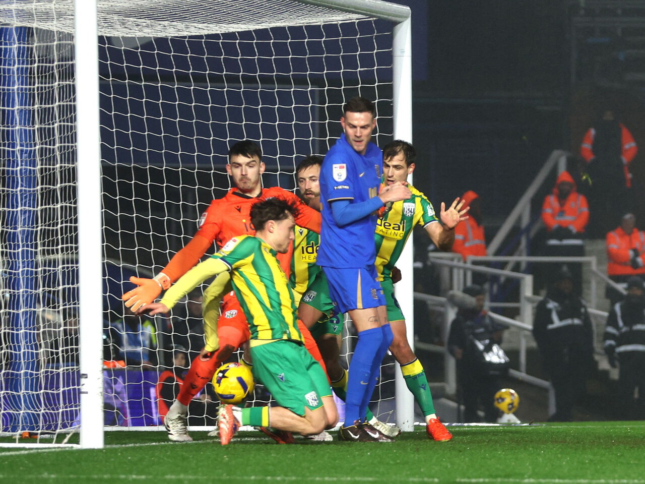 Callum Styles blocks a shot on the line