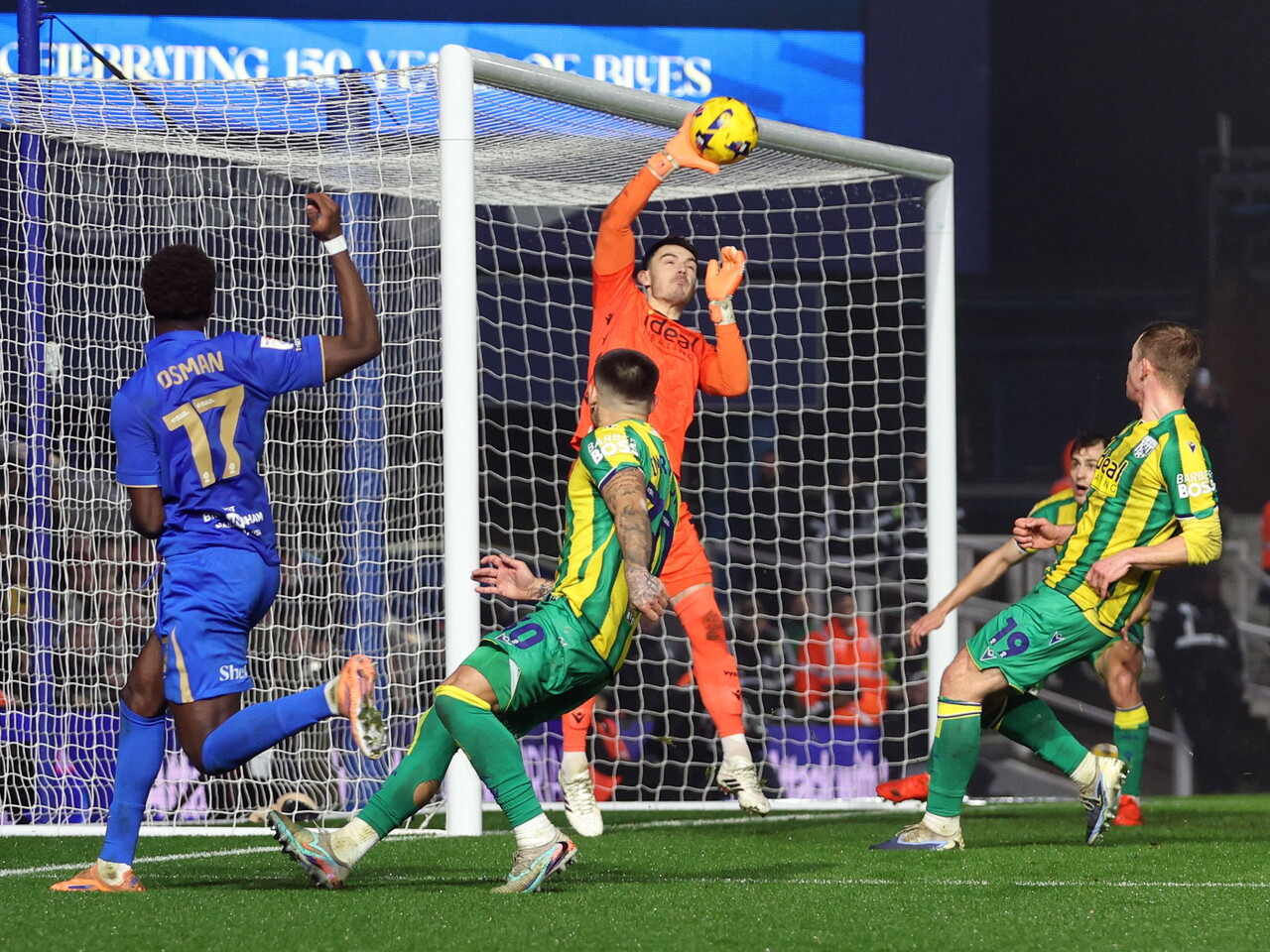 Max O'Leary making a save against Blues