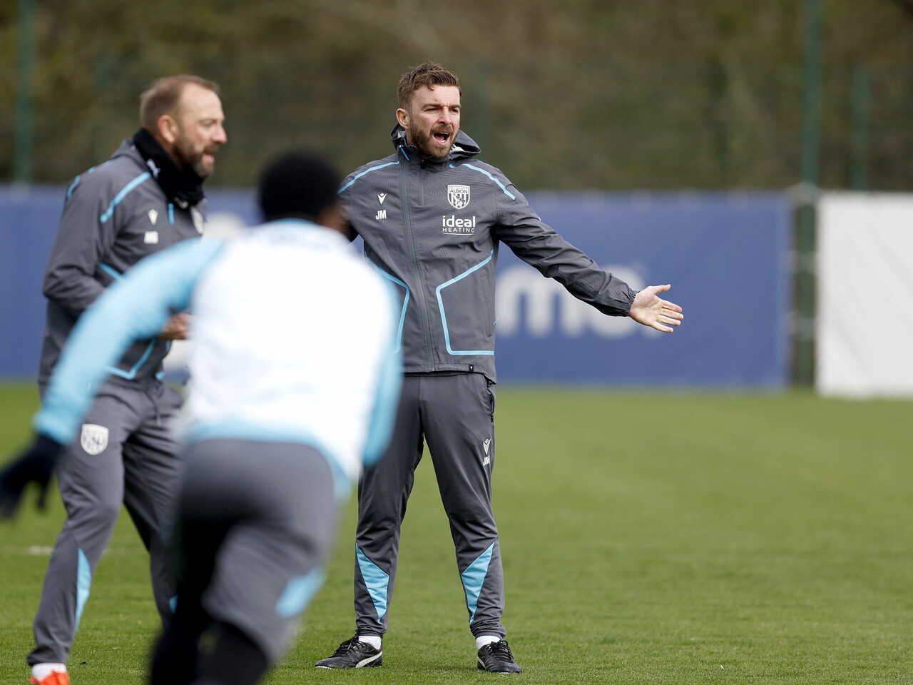 James Morrison delivering instructions to players on the training pitch