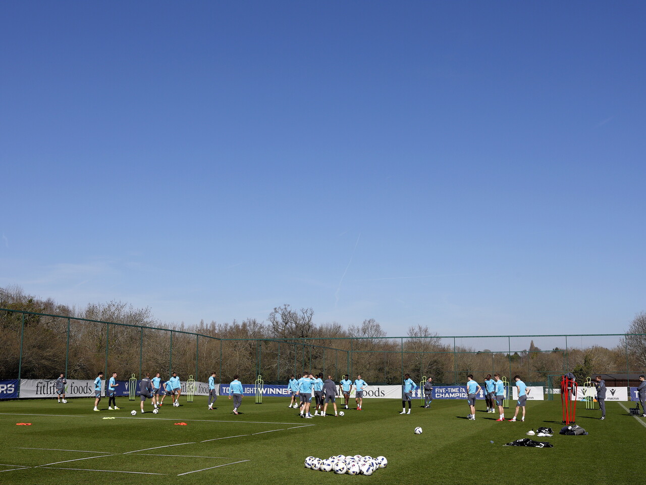 A general shot of several players in training taken from a distance