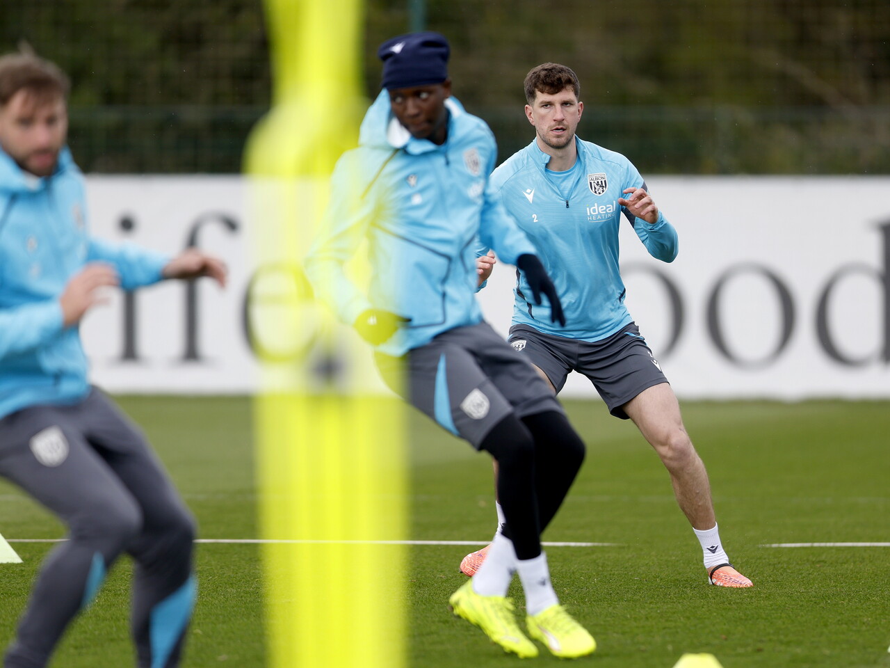 Chris Mepham warming up before a training session