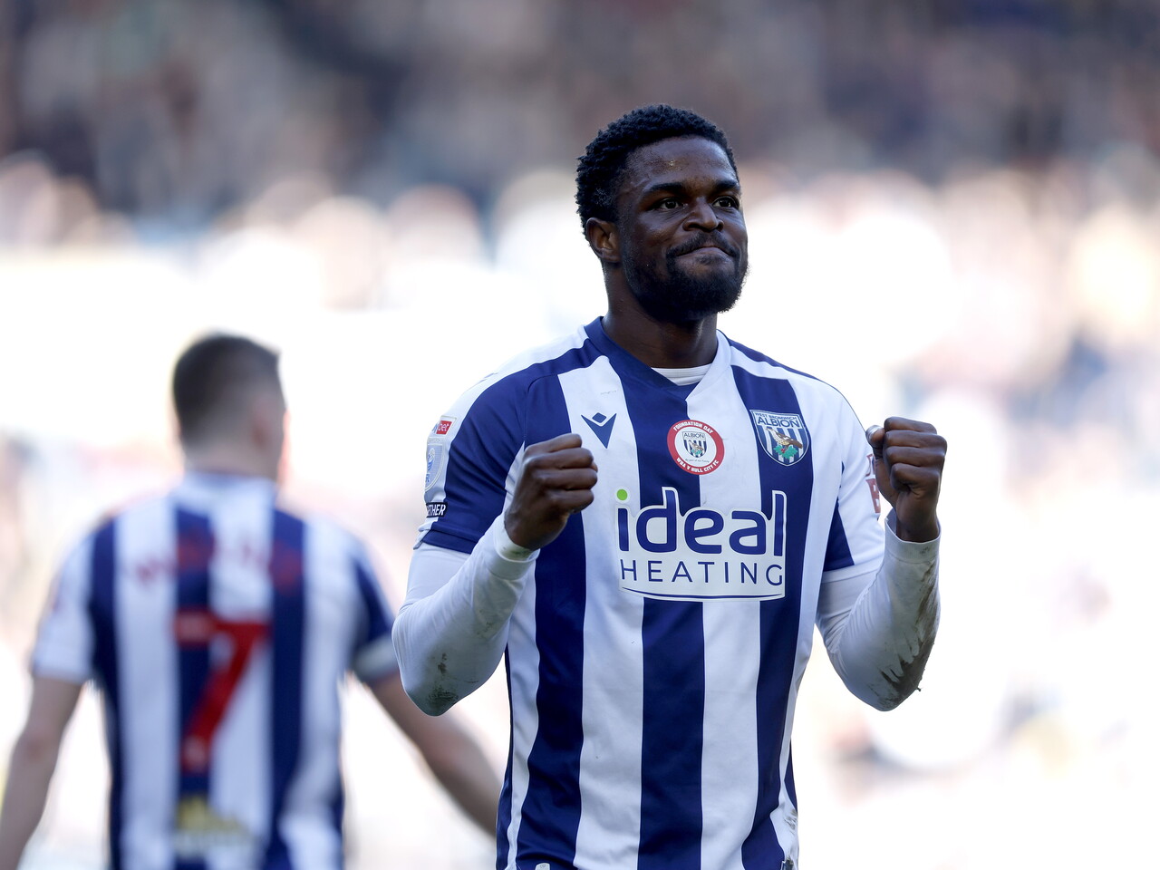 Josh Maja celebrates scoring against Hull