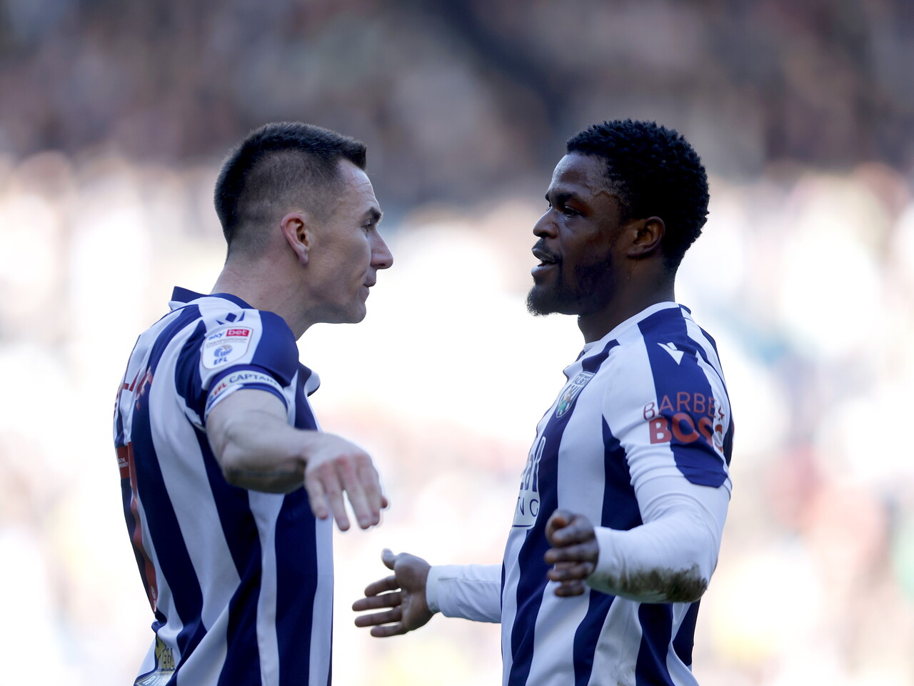 Josh Maja celebrates scoring against Hull with Jed Wallace