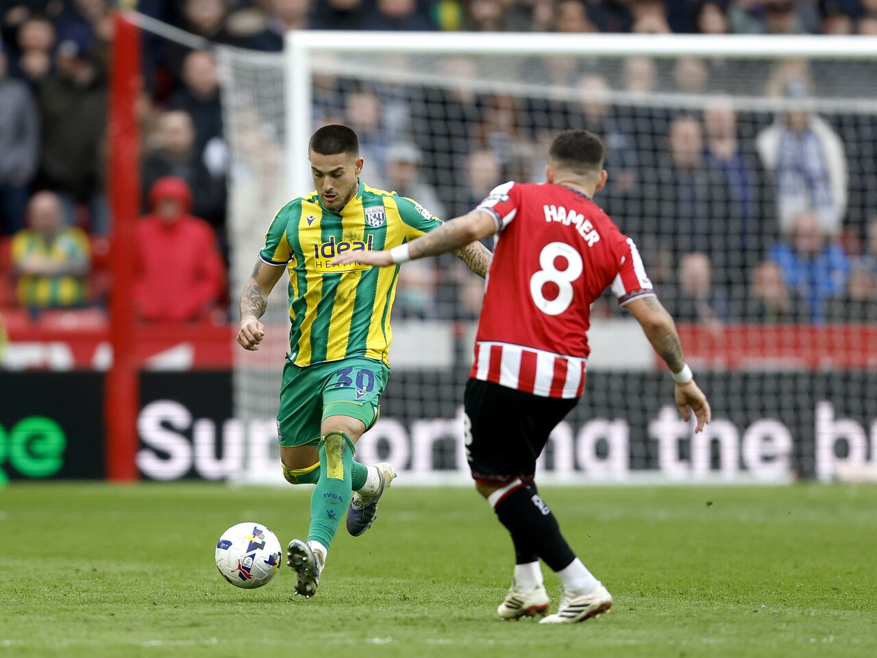 Danny Imray on the ball against Sheffield United