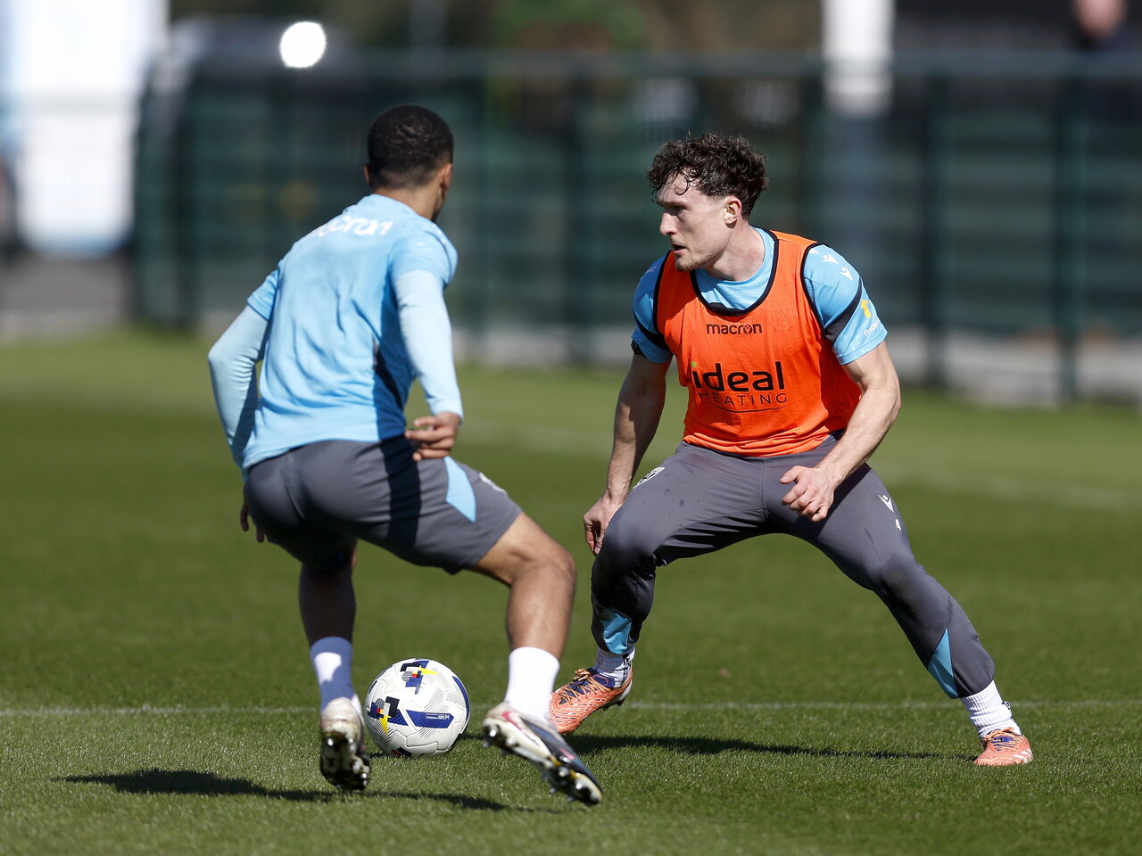 Callum Styles on the ball during a training session