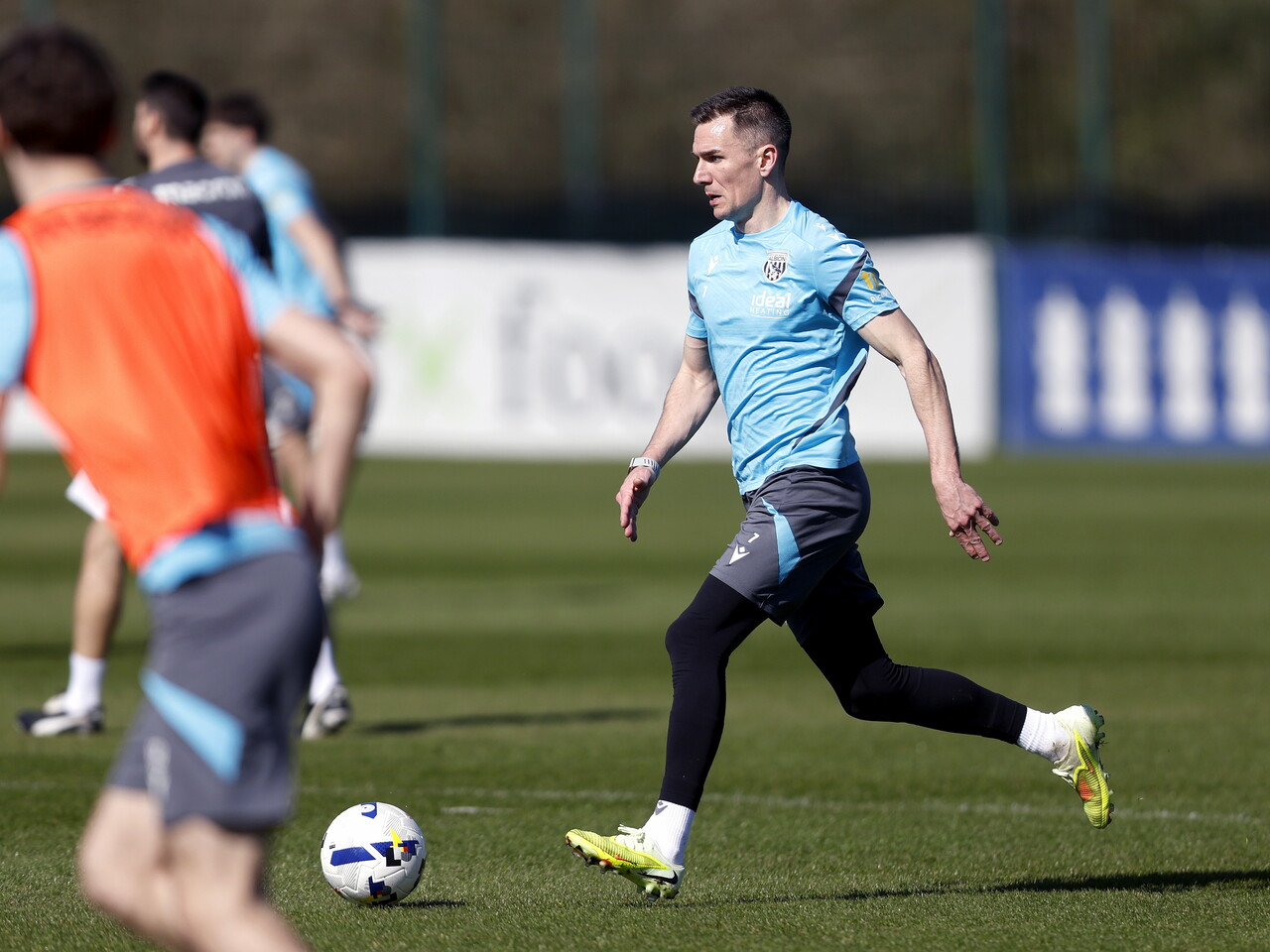 Jed Wallace on the ball during a training session