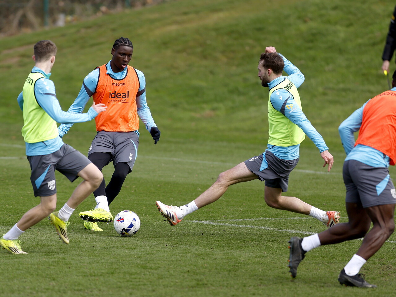 Jamal Jimoh-Aloba on the ball during training 