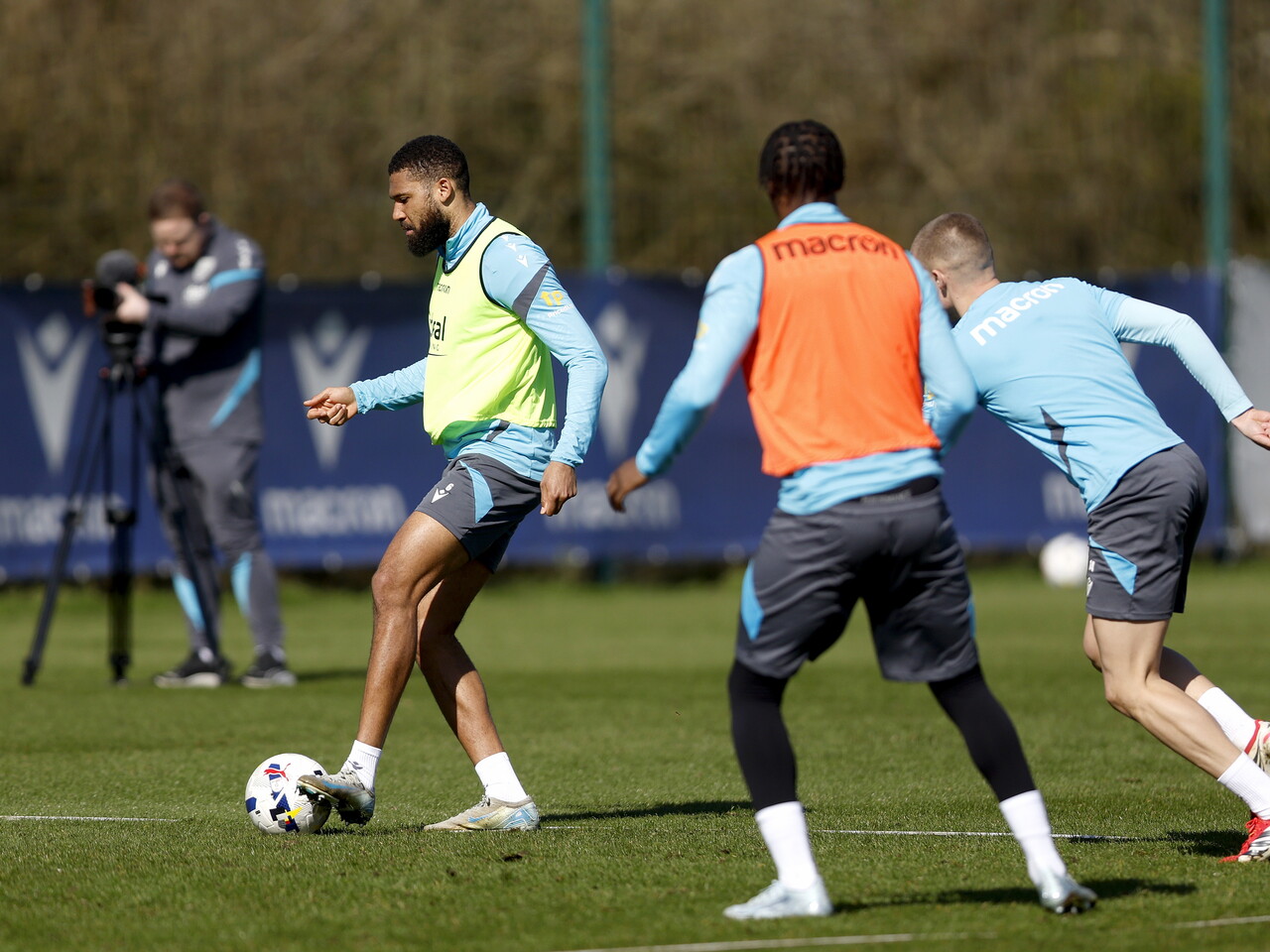 George Campbell on the ball during a training session