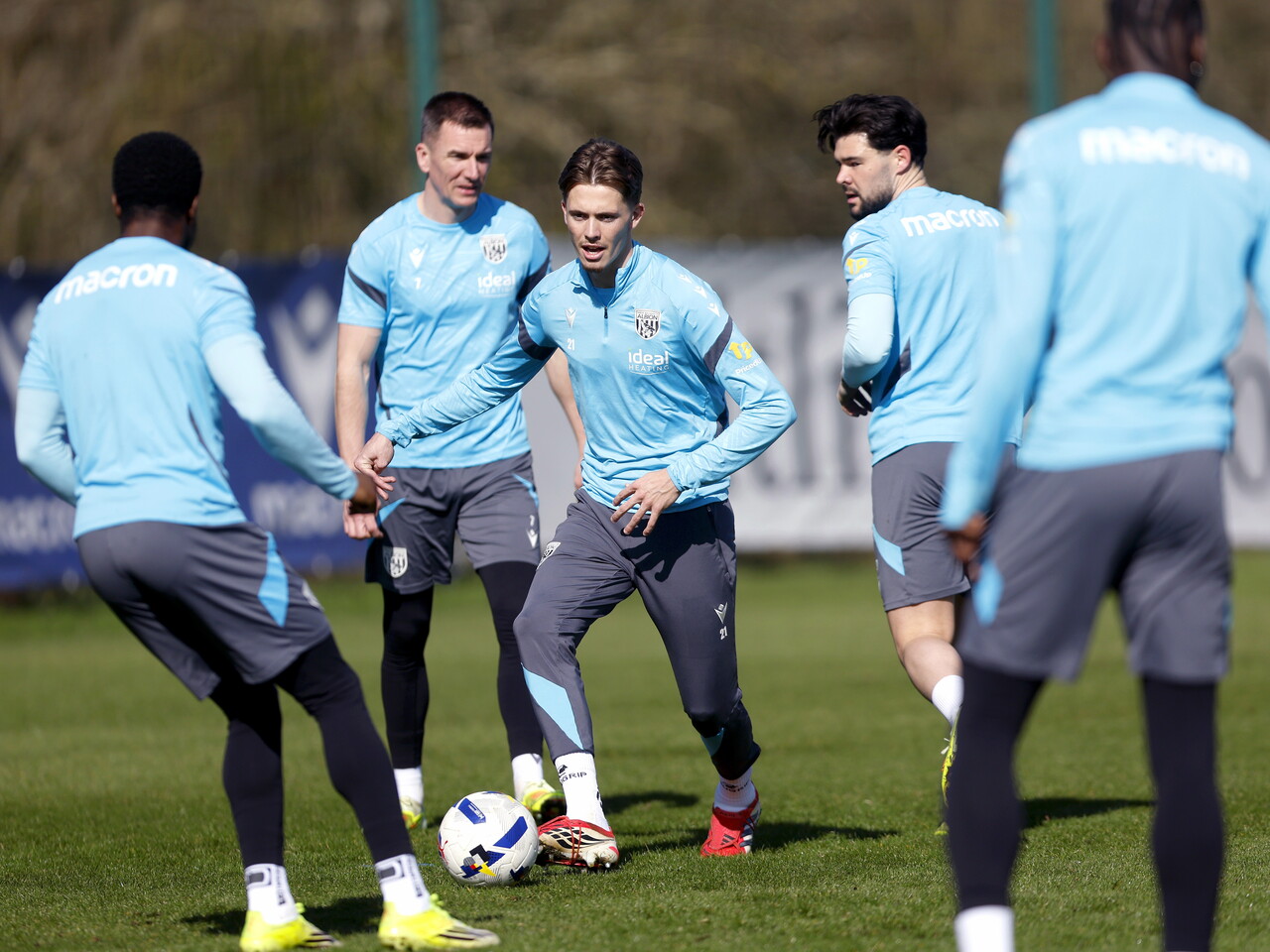 Isaac Price on the ball during training